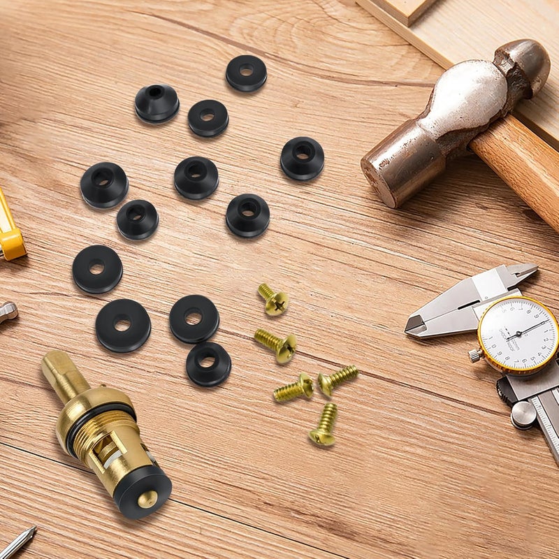 Keze 96 PCS 10 Size Faucet Washers Assorted Kit with Brass Bibb Screws Assortment Flat and Beveled Rubber Washer for DIY Outdoor Faucets Stem Leak Worn Out Seal Repair - Image 5